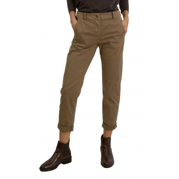 Chino senza pence in cotone con elastico dietro 